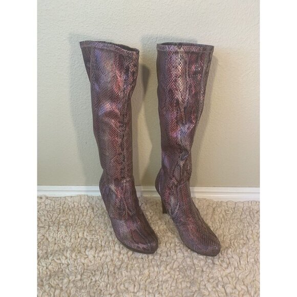 CARLOS Santana Challenge snakeskin Knee High Boots Size 6.5 - Picture 1 of 11
